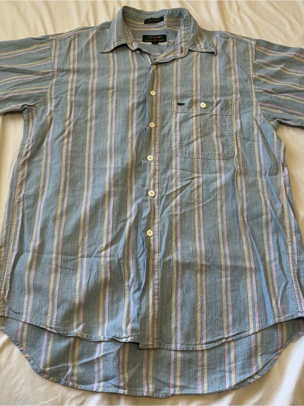 Vintage Colours by Alexander Julian Men’s Button Down Sleeve Shirt Size M Blue